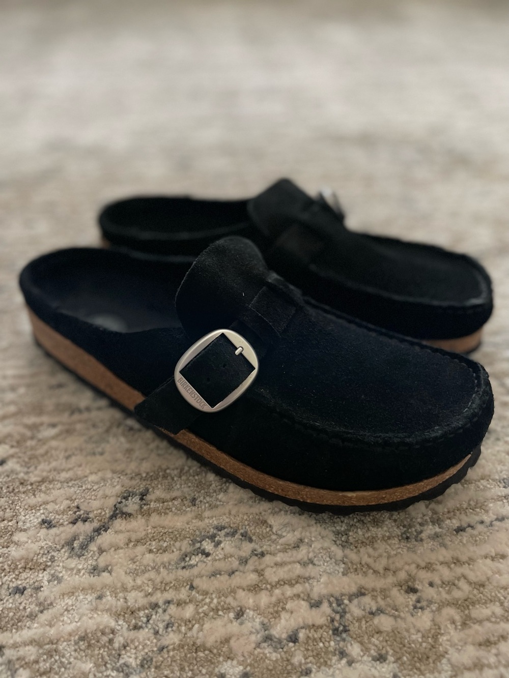 Birkenstock Buckley Mules Black Suede 41 Womens 10 Slip on Clogs Moccasins - Picture 3 of 8